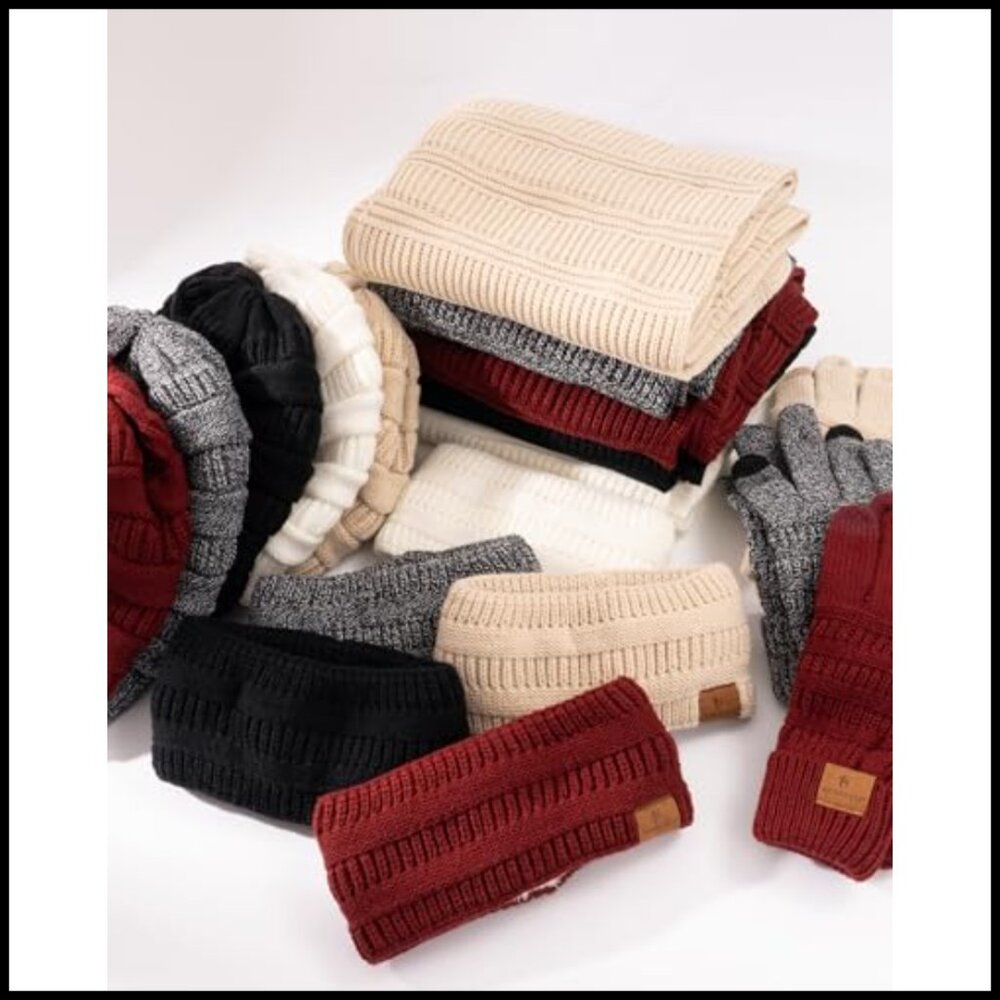 Fleece Lined Winter Accessory Set Knit Beanie Sca… - image 5